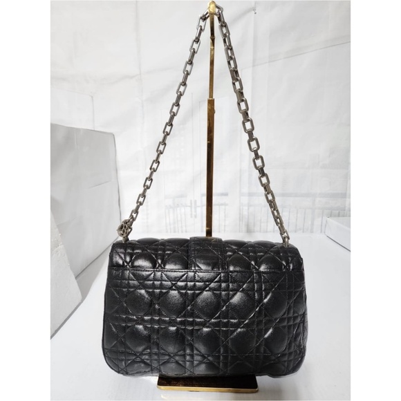 Authentic CHRISTIAN DIOR Lambskin Cannage Medium Miss Dior Flap Shoulder Bag Bla - Picture 4 of 16